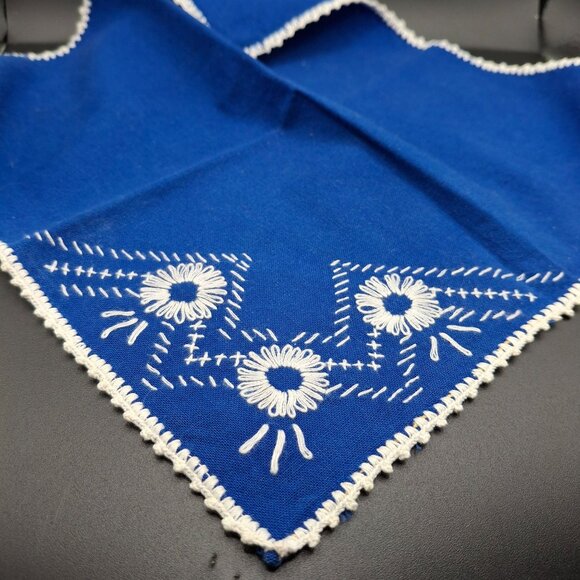 Sindhi Embroidery Blue Handcrafted C38rocheted edge Cotton Table Napkin Set of S - Picture 4 of 5